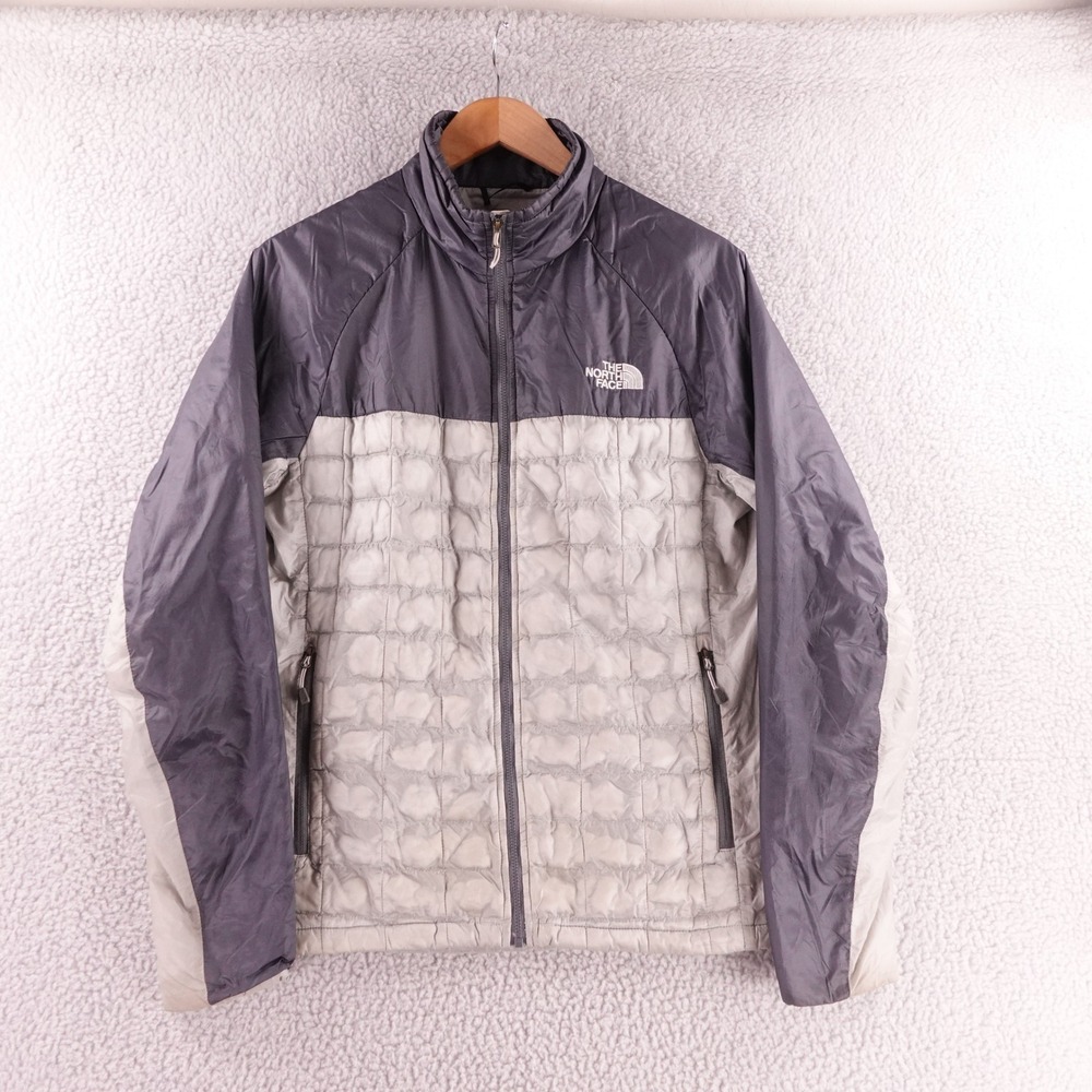 The North Face Mens‎ ThermoBall PrimaLoft Hybrid Jacket Grey Silver S/P 7775